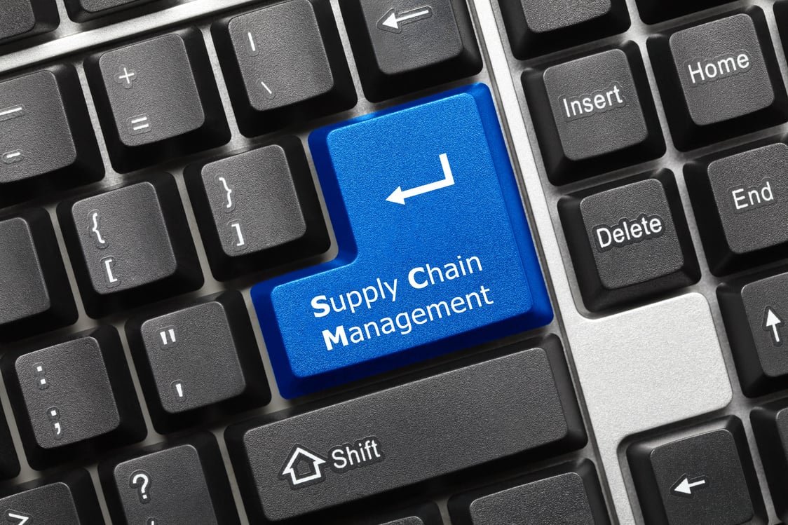 Conceptual keyboard - Supply Chain Management (blue key)